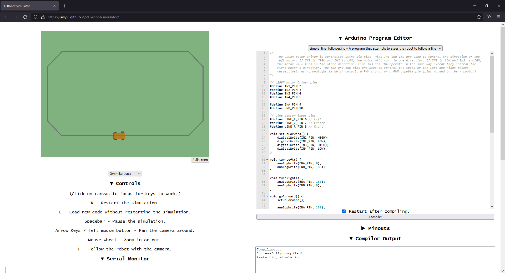 2D virtual robot sitting in the middle of the screen.